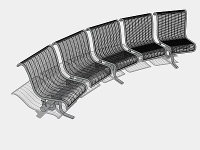 Row Of Modern Landscape Seats With Metal Mesh Design For Outdoor Spaces 3d model