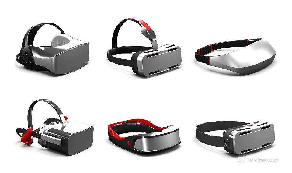 Various Stylish VR Headsets With Modern Design And Comfortable Straps In Different Colors 3d model 