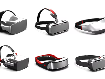 Various Stylish VR Headsets With Modern Design And Comfortable Straps In Different Colors 3d model