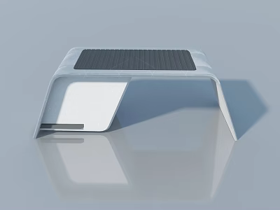 Sleek White Swing Door With Solar Panel Top And Modern Structure Design 3d model