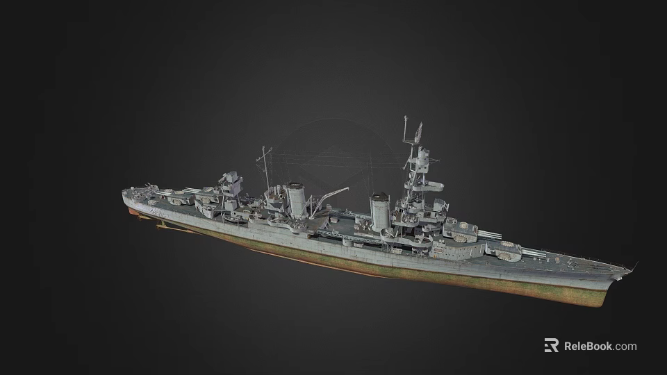 Detailed Vintage Warship Model With Main Gun Turrets And Deck Structures 3d model 
