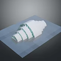 White Spiral Object With Green Stripes Placed On Transparent Platform Surface 3d model