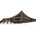 Wooden Truss Roof Structure With Sloped Design And Support Beams