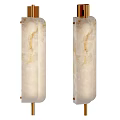 Elegant Modern Rectangular Wall Lamps With Ivory Marble Finish And Gold Metal Frames 3d model