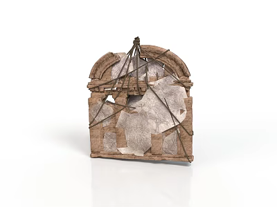 Damaged Stone Arch Structure With Visible Cracks And Supportive Metal Bindings 3d model