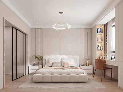 Cream Bedroom Modern Bedroom 3d model