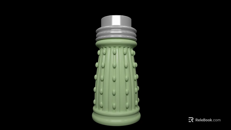 Light Green Spice Bottle with Raised Dot Decorations and Silver Lid for Modern Kitchen Use 3d model 