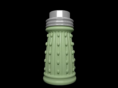 Light Green Spice Bottle with Raised Dot Decorations and Silver Lid for Modern Kitchen Use 3d model