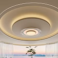 Modern Circular Ceiling Interior With Layered Lighting Details