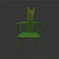 Classic Wooden Single Chair With Armrests And Vertical Slat Backrest Design