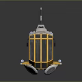 Yellow Tracked Robot With Antenna And Mechanical Parts On Reflective Surface