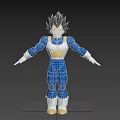 Game And Anime Character Vegeta With Spiky Black Hair Blue Battle Suit Yellow Accents