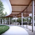 Circular public building of modern library 3d model