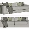 Modern double sofa multiplayer sofa 3d model