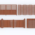 Stylish Wooden Railings Featuring Various Lattice Horizontal Vertical And Decorative Patterns 3d model
