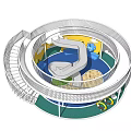 Modern Circular Playground Equipment With Spiral Slide Sandpit And Safety Railings