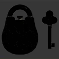 Classic Brass Padlock And Vintage Key As Decorative Hardware Tools With Intricate Engravings