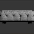 Gray Fabric Ottoman With Modern Tufted Button Design And Square Shape