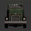 Old Green Rusty Truck Chassis With Cab Frame And Wheels 3d model