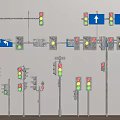 Traffic Signs And Traffic Lights With Directional Arrows For Road Safety