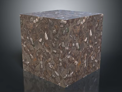 Textured Decorative Cube With Natural Pebble And Stone Surface Pattern 3d model