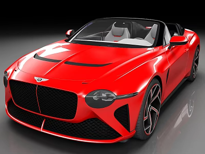 Red Luxury Convertible Sports Car With Modern Front Grille And Headlights 3d model