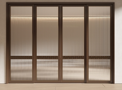 New Chinese style glass sliding door Changhong glass sliding door drawing glass door kitchen door balcony door 3d model