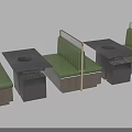 Modern Restaurant Booth Seating With Green Cushions Wooden Frames Black Table Tops