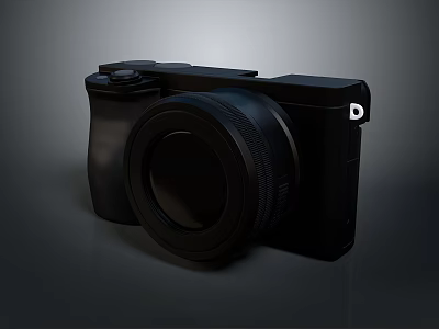 Sleek Black Digital Camera With Detachable Lens And Ergonomic Control Buttons 3d model