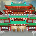 Ancient Building Group of Mountain Temples in Tang Dynasty 3d model