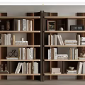 Modern Bookshelf Middle Ancient Bookcase Book Decoration Cabinet 3d model