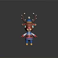 Cute Cartoon Deer Character With Blue Hat Decorative Antlers And Bear Design Jacket Yellow Boots