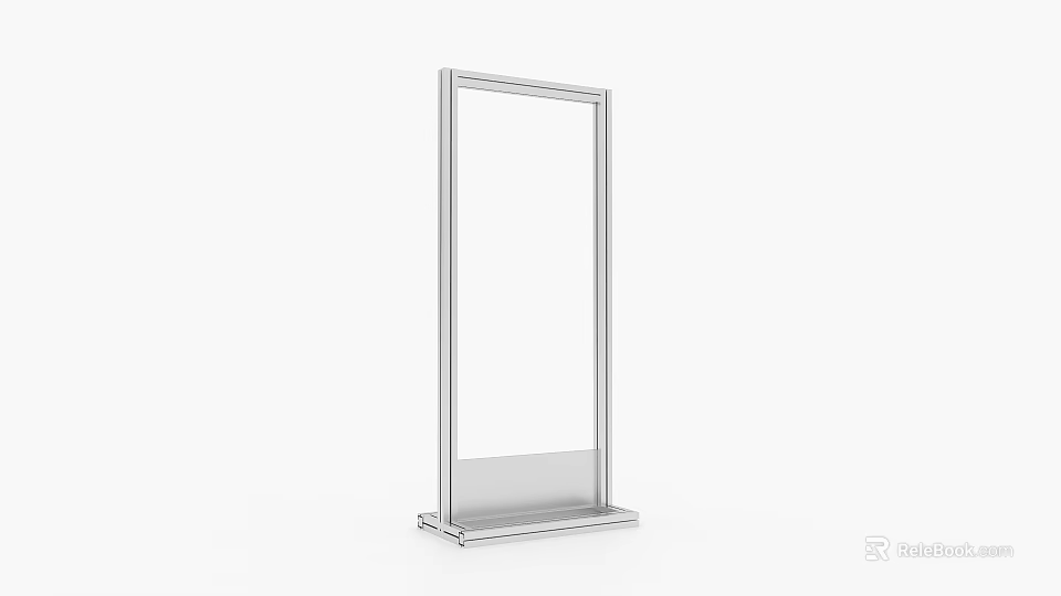 Vertical Metal Display Stand With Transparent Panel And Stable Base Structure 3d model
