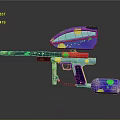 Colorful Toy Gun With Vibrant Multicolored Design And Decorative Patterns For Kids Play