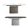 Modern Elegant Dining Table With Marble Top And Ribbed Cylinder Base Design 3d model
