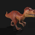 3D Cartoon Dinosaur Model With Reddish Brown Standing Pose Fierce Expression On Black Background 3d model