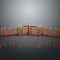 Rustic Wooden Entry Gate With Fence Style Rails And Reflective Floor Surface 3d model