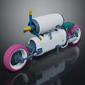 Unique White Motorcycle With Pink Wheels Green Seat And Yellow Blue Accents