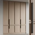 Modern Minimalist Gray Wardrobe With Paneled Doors And Sleek Black Metal Handles