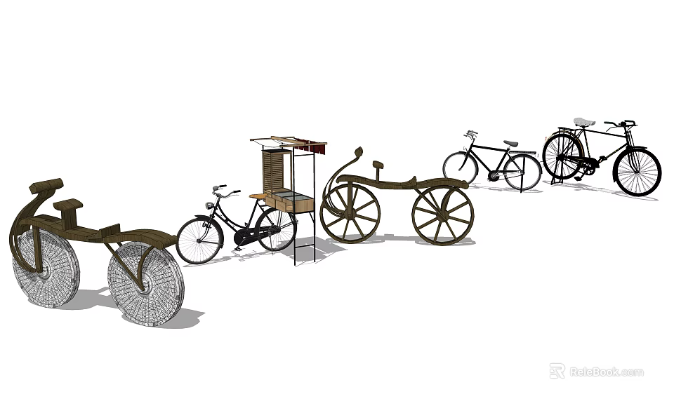 Various Bicycle Models Featuring Retro Designs And Classic Wheel Styles 3d model