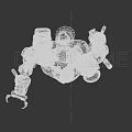 Smart Machine With Metallic Body Glowing Lights Mechanical Arms And Detailed Joints