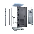 Portable Gray Public Toilet With Secure Door And Ventilation Features