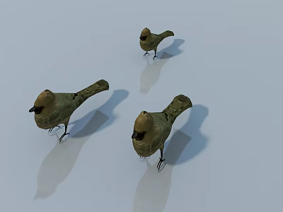Three Small Reptiles Standing On Shiny Surface With Long Shadows 3d model