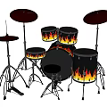 Musical Instruments And Art Supplies Flame Design Drum Set With Cymbals And Stool