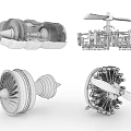 Detailed 3D Models of Aerospace Engines and Propellers with Mechanical Details