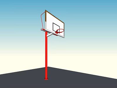 Durable Outdoor Basketball Hoop With White Backboard And Red Pole Stand 3d model