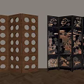 French Middle Ancient Screen Partition 3d model