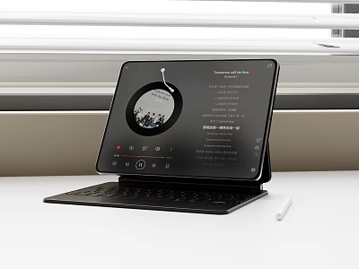 Tablet Device With Keyboard And Stylus Pen For Multimedia Use 3d model