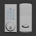 Modern Silver Door Handle With Electronic Keypad Lock And Secure Functionality 3d model