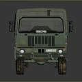 Green Military Cargo Truck With Canvas Covered Bed And Six Wheel Design